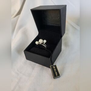 Fifth Avenue Collection Elegant Faux Pearl and Swavorski Crystal Cocktail Ring